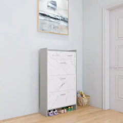 High Glossy Marble Color Doors Shoe Rack 3 Doors Shoe Cabinet With 2 Drawers